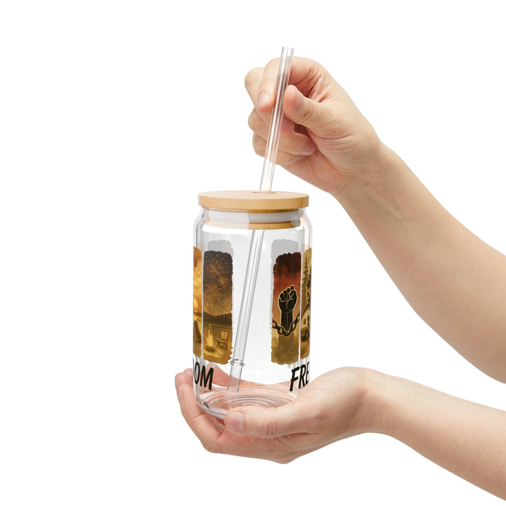 Juneteenth Sipper Glass: Black History 16oz Tumbler with Straw