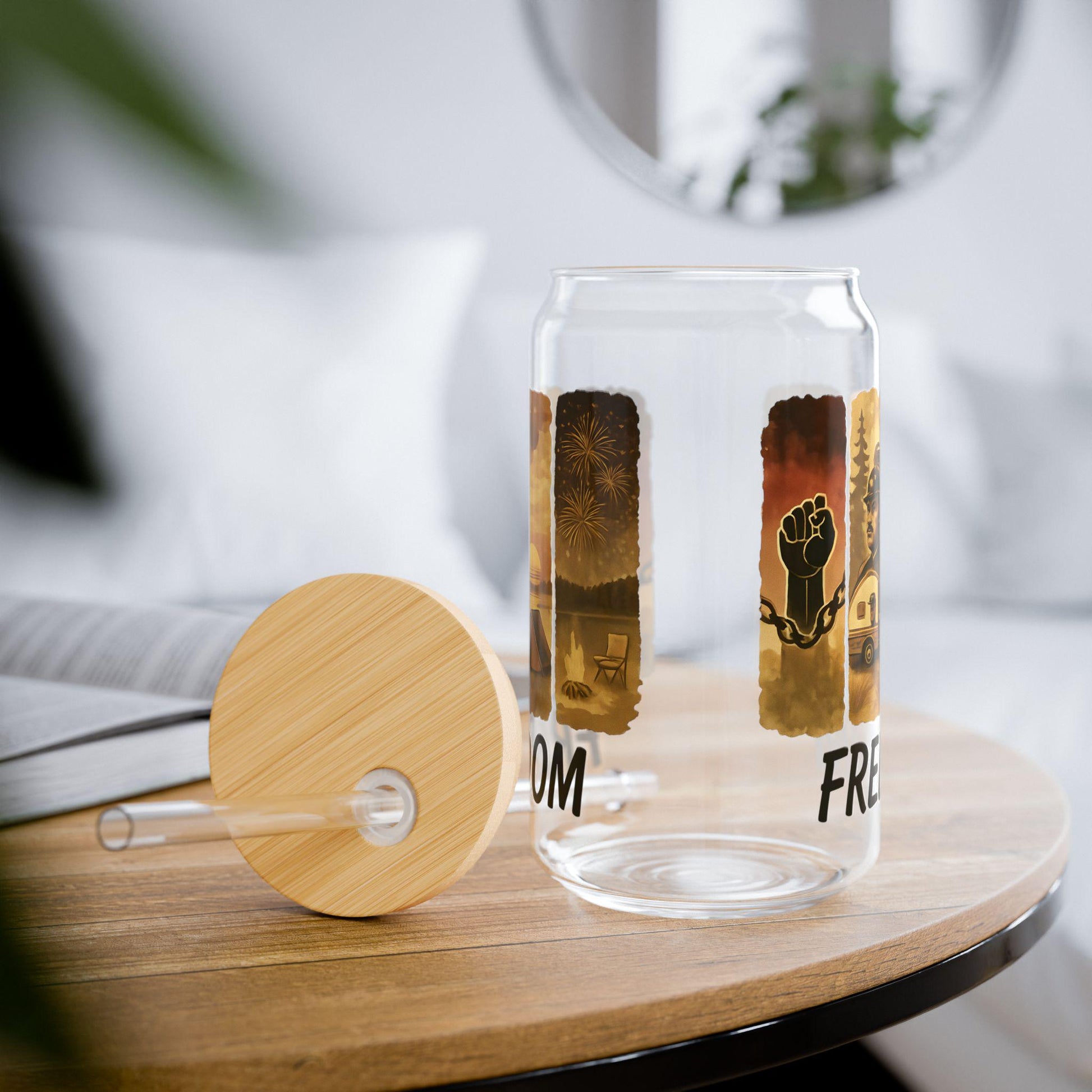Juneteenth Sipper Glass: Black History 16oz Tumbler with Straw