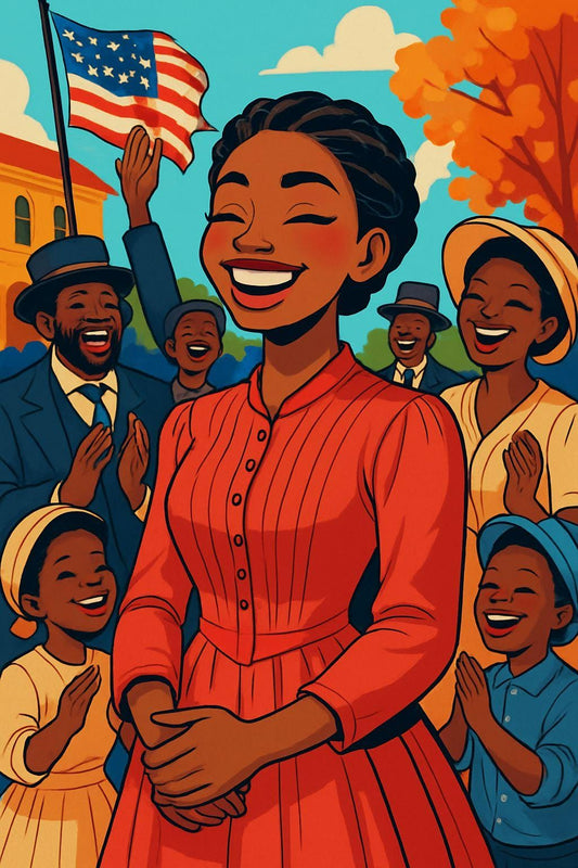 Juneteenth Cartoon Art | Kids Black History Poster | Joyful Emancipation Printable | Classroom Wall Decor
