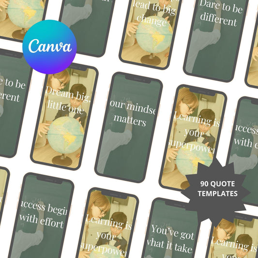 90 Inspirational Teacher Encouragement Quotes | Classroom Wall Decor | Positive Affirmation Signs | Canva Templates