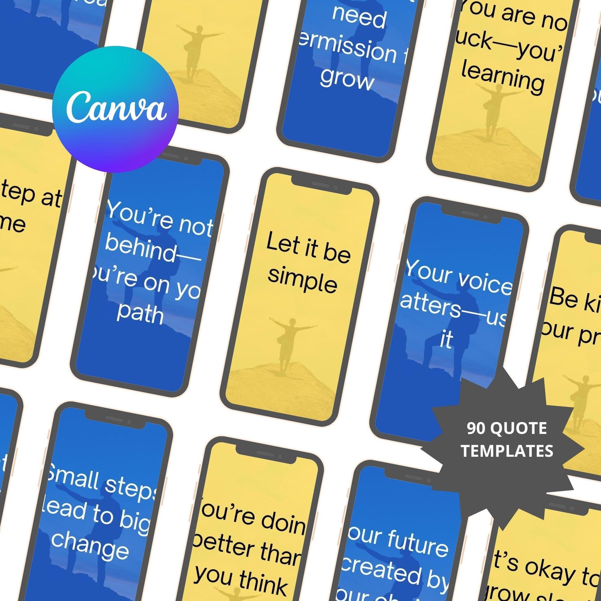 90 Life Coach Quotes: Inspirational Canva Templates (Digital Download)