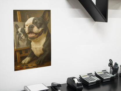 Funny Bulldog Artist PNG: Dog Painting Clipart (Digital Download