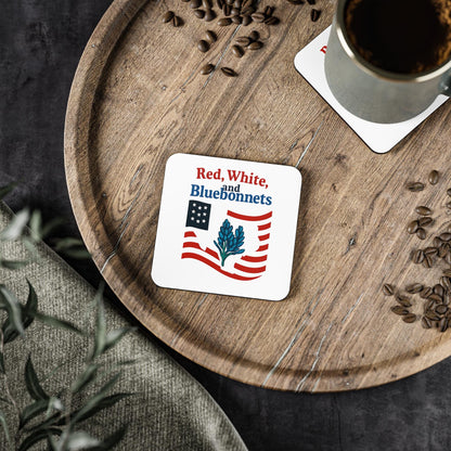 Patriotic Coasters, Independence Day Drink Coasters, Red White Bluebonnets Texas Theme Coasters, USA Flag Coaster Set, July 4th Decor