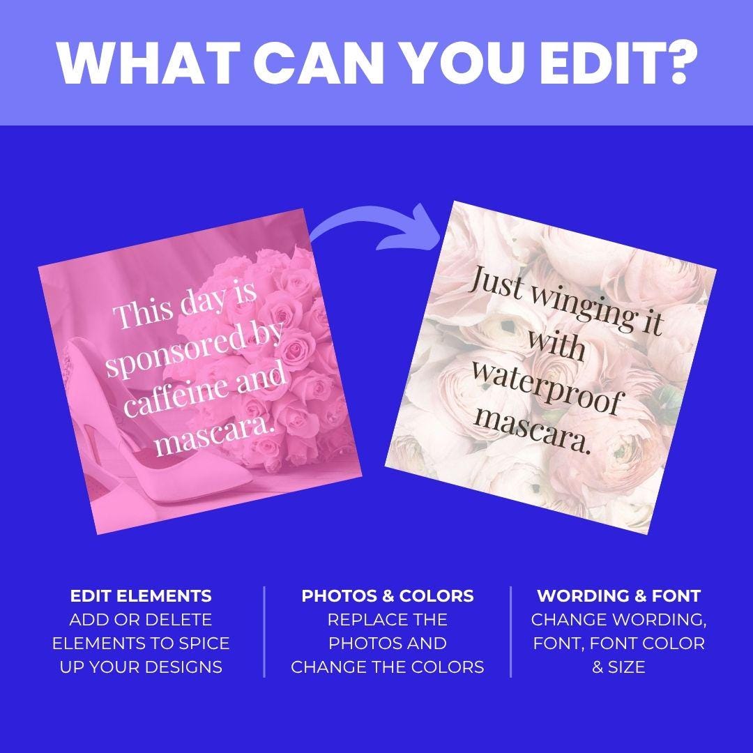 90 Funny Bridal Quotes Bundle: Hilarious Wedding Humor (Canva Template Digital Download)