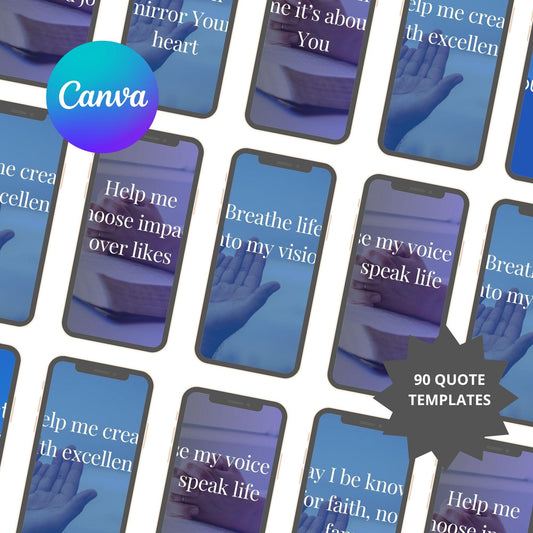 90 Christian Prayer Quotes: Daily Inspiration Canva Templates (Digital Download)