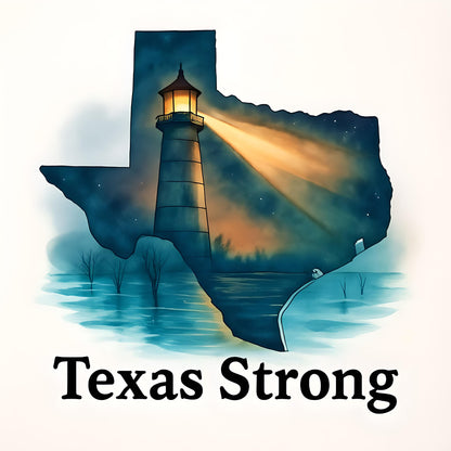 Texas Strong Lighthouse PNG | Texas Silhouette Digital Art | Lone Star Hope & Strength Design