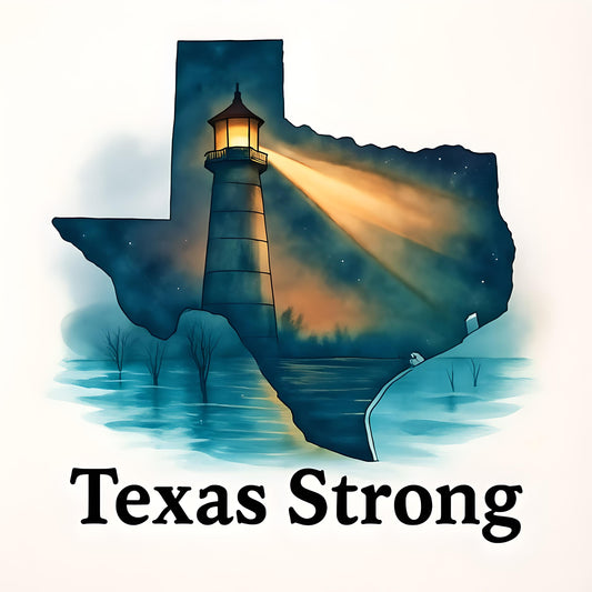 Texas Strong Lighthouse PNG | Texas Silhouette Digital Art | Lone Star Hope & Strength Design