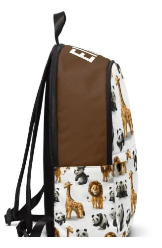 Personalized Animal Backpack: Lion, Giraffe, Panda, Monkey Zoo Bag