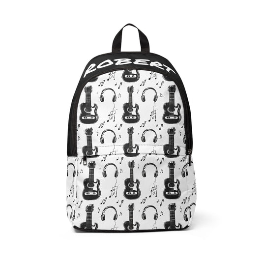 Music Lover Backpack: Guitar & Notes Design, Waterproof Nylon