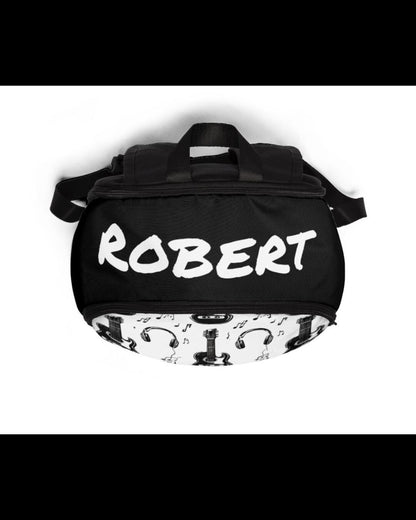 Music Lover Backpack: Guitar & Notes Design, Waterproof Nylon