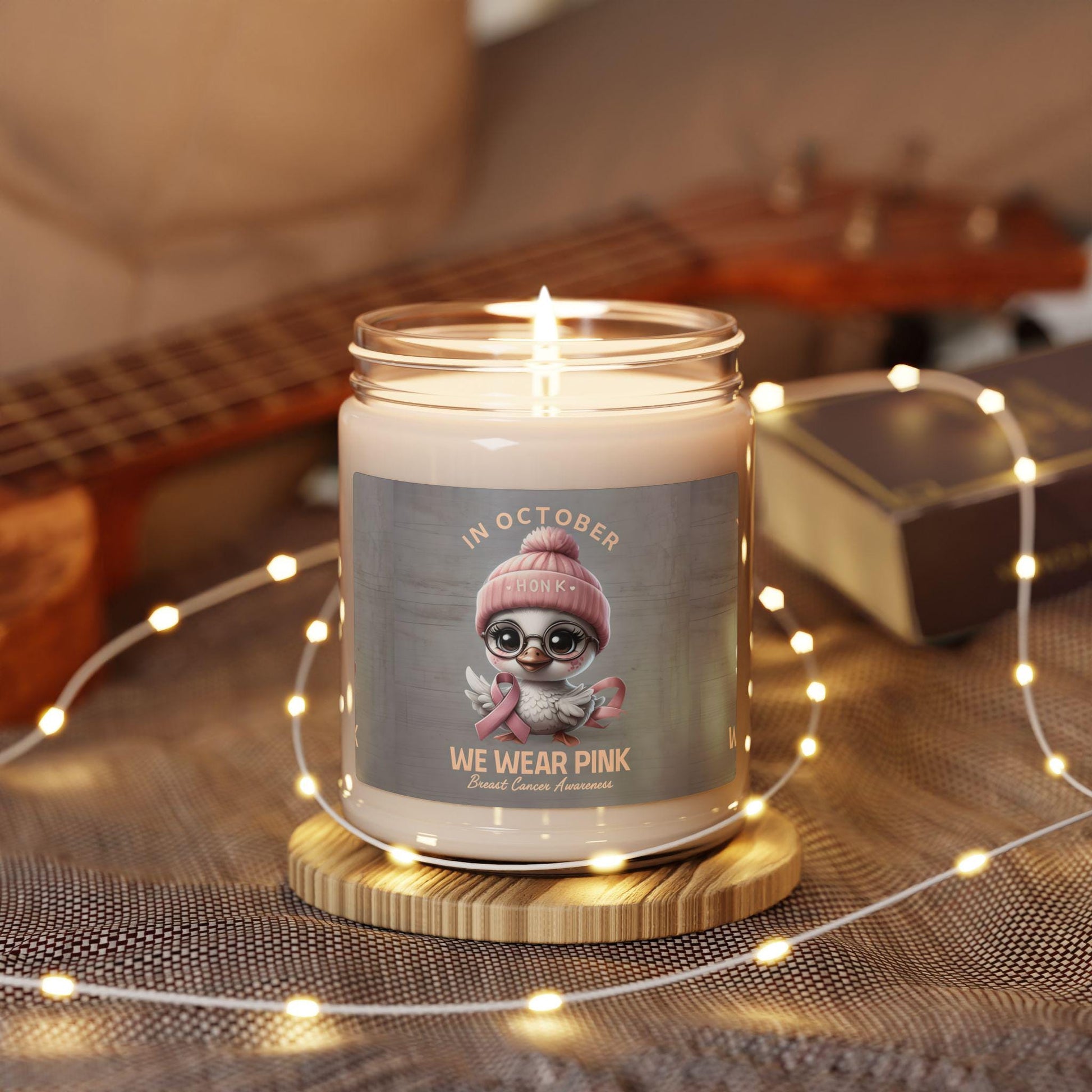 October Awareness Soy Candle: Pink Ribbon Breast Cancer Gift