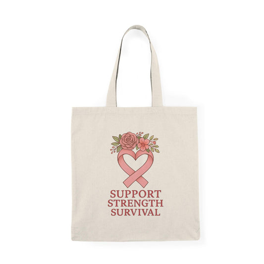 Breast Cancer Awareness Tote Bag: Floral Inspirational Design