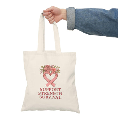 Breast Cancer Awareness Tote Bag: Floral Inspirational Design