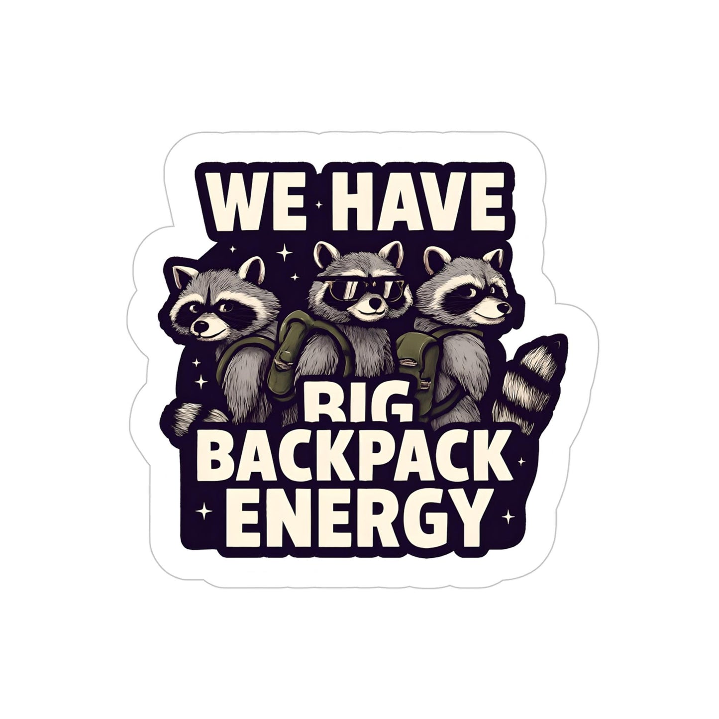 Adventurous Raccoon Outdoor Sticker: Eco-Friendly Vinyl, Water-Resistant