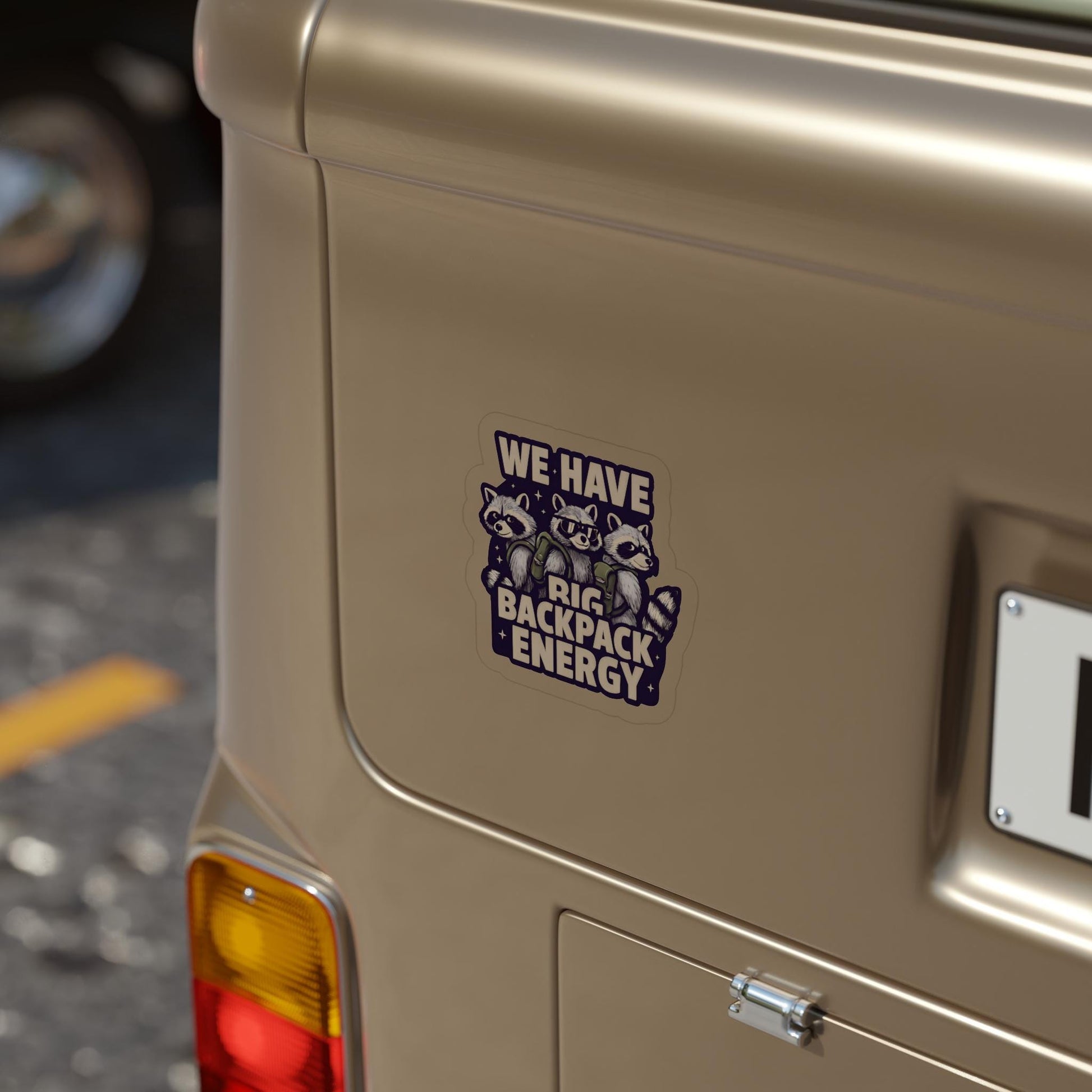 Adventurous Raccoon Outdoor Sticker: Eco-Friendly Vinyl, Water-Resistant