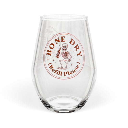 Bone Dry Stemless Wine Glass | Fun Skeleton Design, Perfect for Halloween, Gift for Wine Lovers, Unique Barware, Home Party