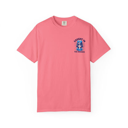 Unisex Graphic Tee - 'Caught in the Rounds', Casual Wear, Gift for Friends, Comfortable Everyday Tee, Fun Summer Shirt, Halloween Nurse