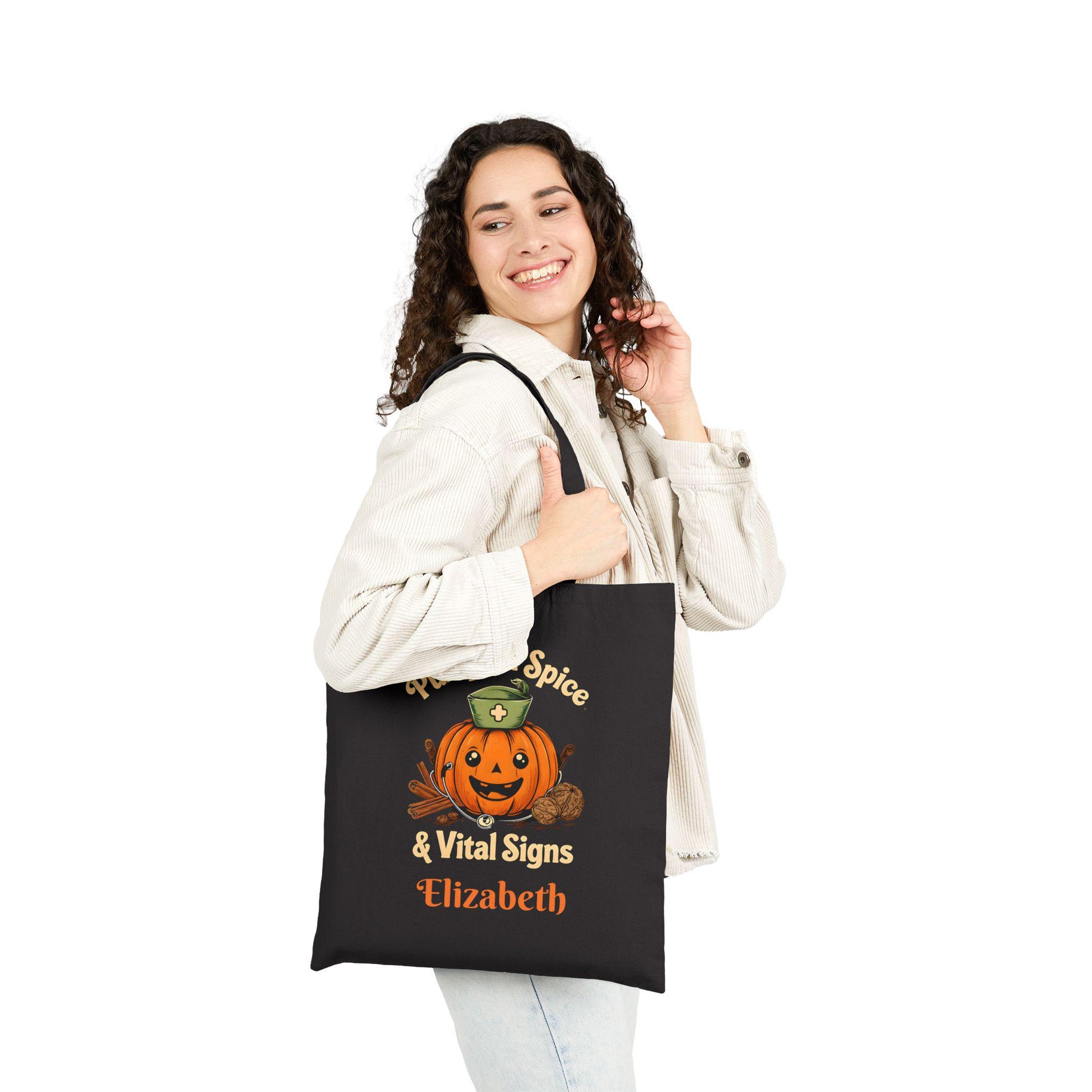 Pumpkin Spice Tote Bag: Halloween Fall Accessory, Eco-Friendly Canvas
