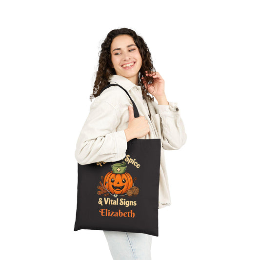 Pumpkin Spice Tote Bag: Halloween Fall Accessory, Eco-Friendly Canvas