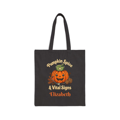 Pumpkin Spice Tote Bag: Halloween Fall Accessory, Eco-Friendly Canvas