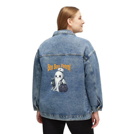 Ghost Denim Jacket: Boo Boo Patrol Halloween Fashion - Nurse Gift