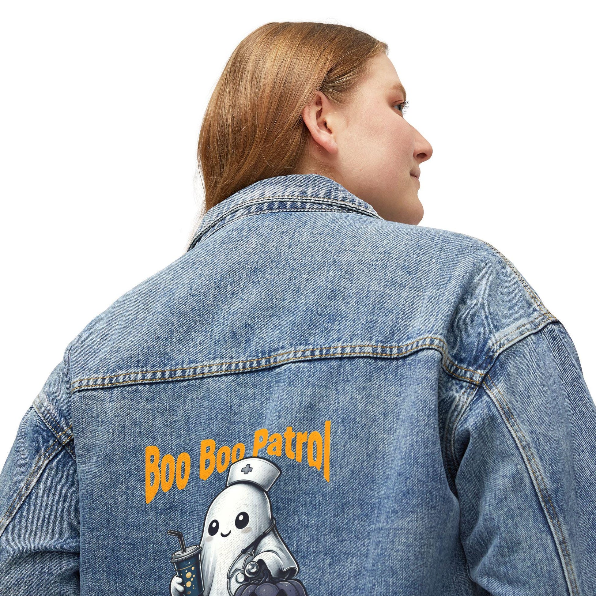 Ghost Denim Jacket: Boo Boo Patrol Halloween Fashion - Nurse Gift