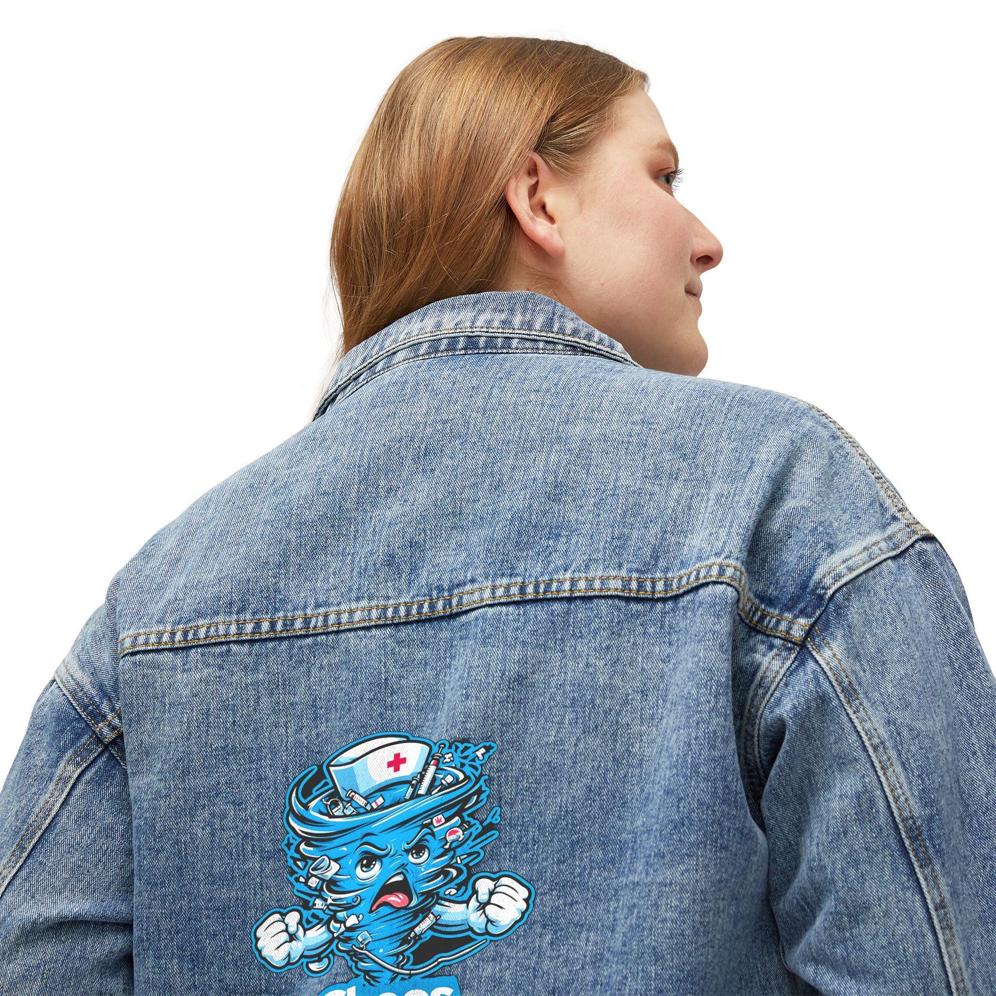 Chaos Coordinator Denim Jacket: Oversized Trendy Women's Coat