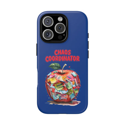 Chaos Coordinator Phone Case, Fun Phone Cover, Gift for Teachers, Back to School Accessories, Colorful Apple Design, Teacher Appreciation