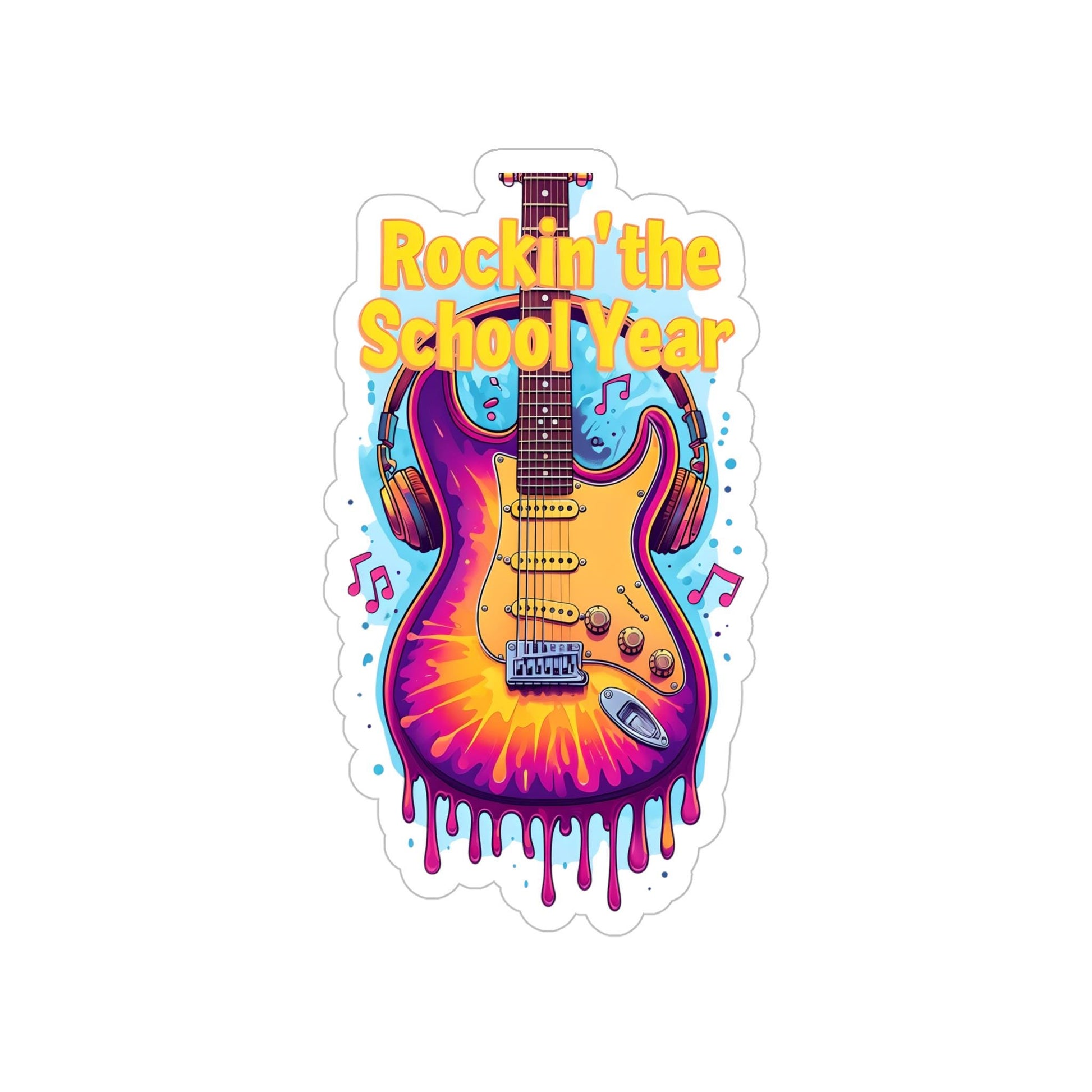 Guitar Outdoor Sticker: Rockin' Back to School Die-Cut Decal