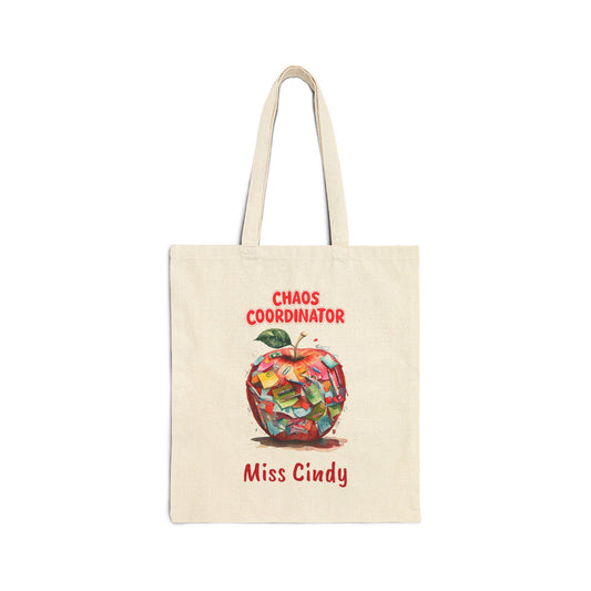 Chaos Coordinator Cotton Canvas Tote Bag, Teacher Gift, Eco-Friendly Shopping Bag, Fun Classroom Accessory, Back to School Tote