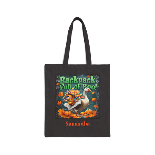 Spooky Goose Cotton Canvas Tote Bag: Halloween Trick or Treat Carryall