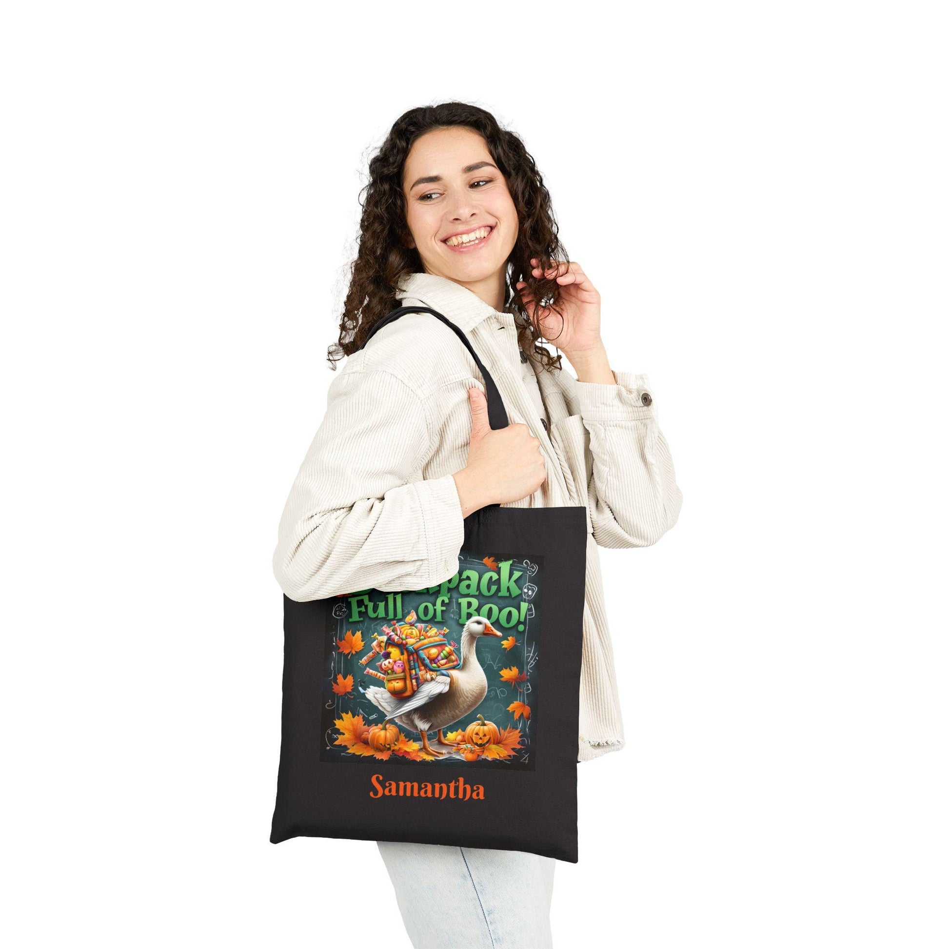 Spooky Goose Cotton Canvas Tote Bag: Halloween Trick or Treat Carryall