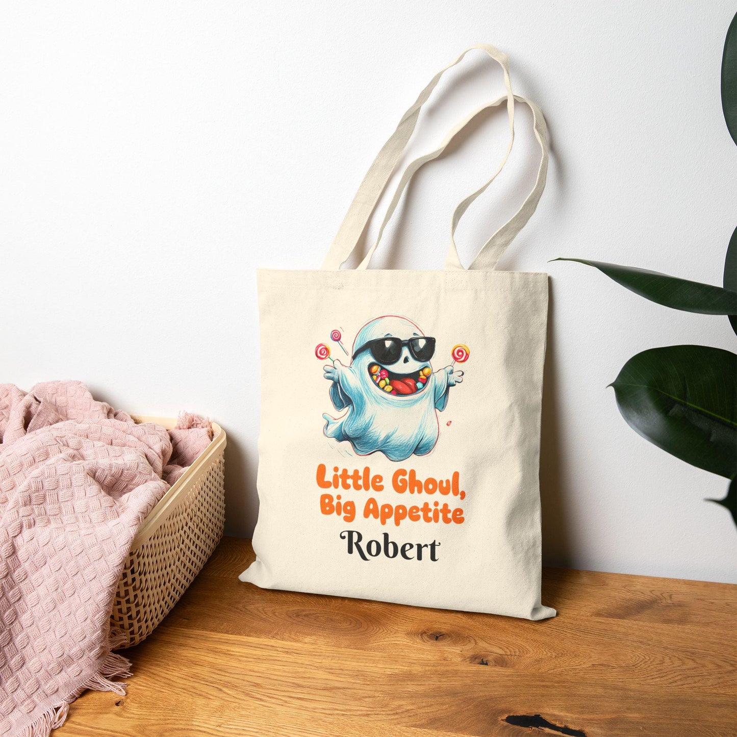 Halloween Tote Bag for Kids: Personalized Ghoul Design, Eco-Friendly Canvas