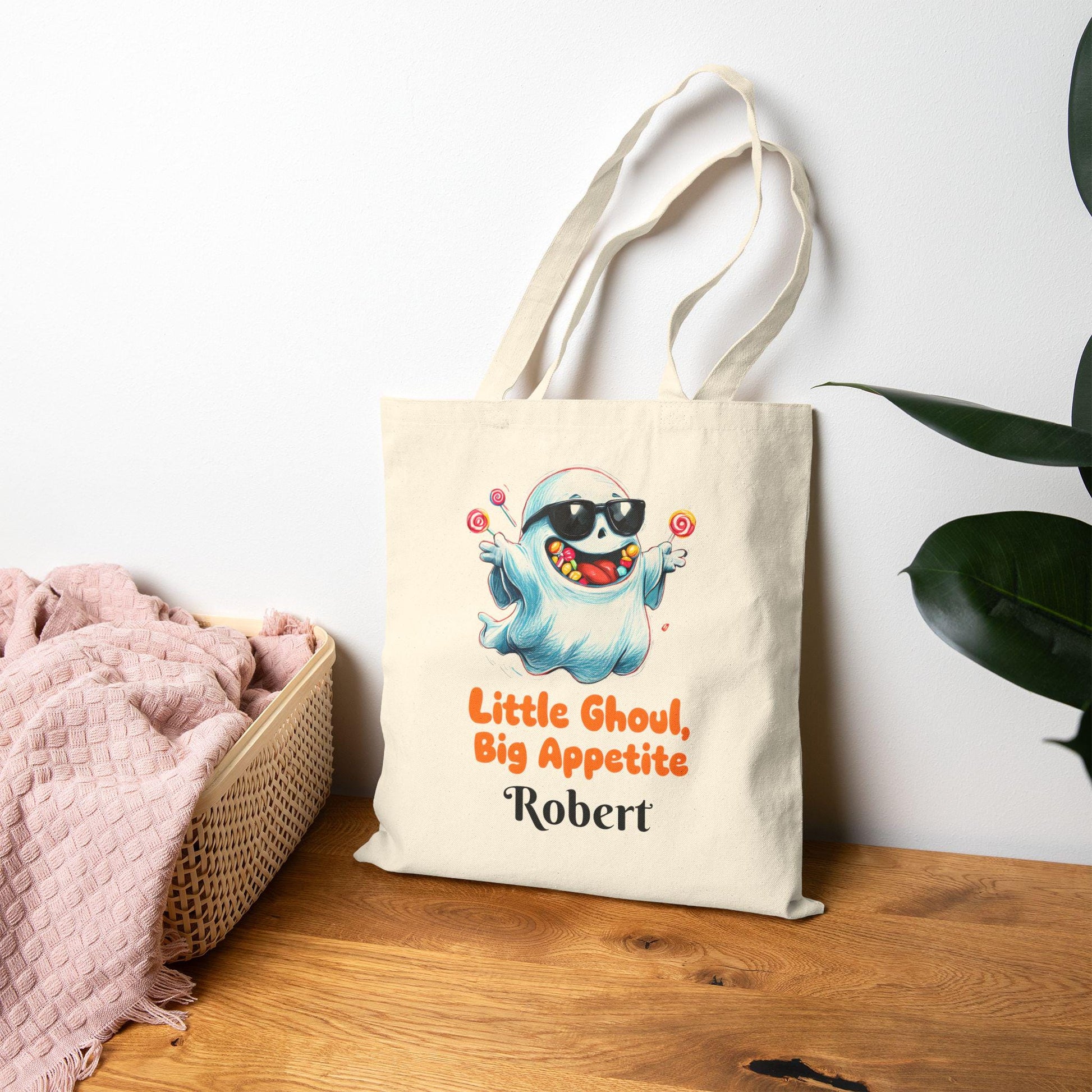 Halloween Tote Bag for Kids: Personalized Ghoul Design, Eco-Friendly Canvas