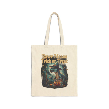 Halloween Dinosaur Cotton Tote Bag: Personalized Trick or Treat Favor