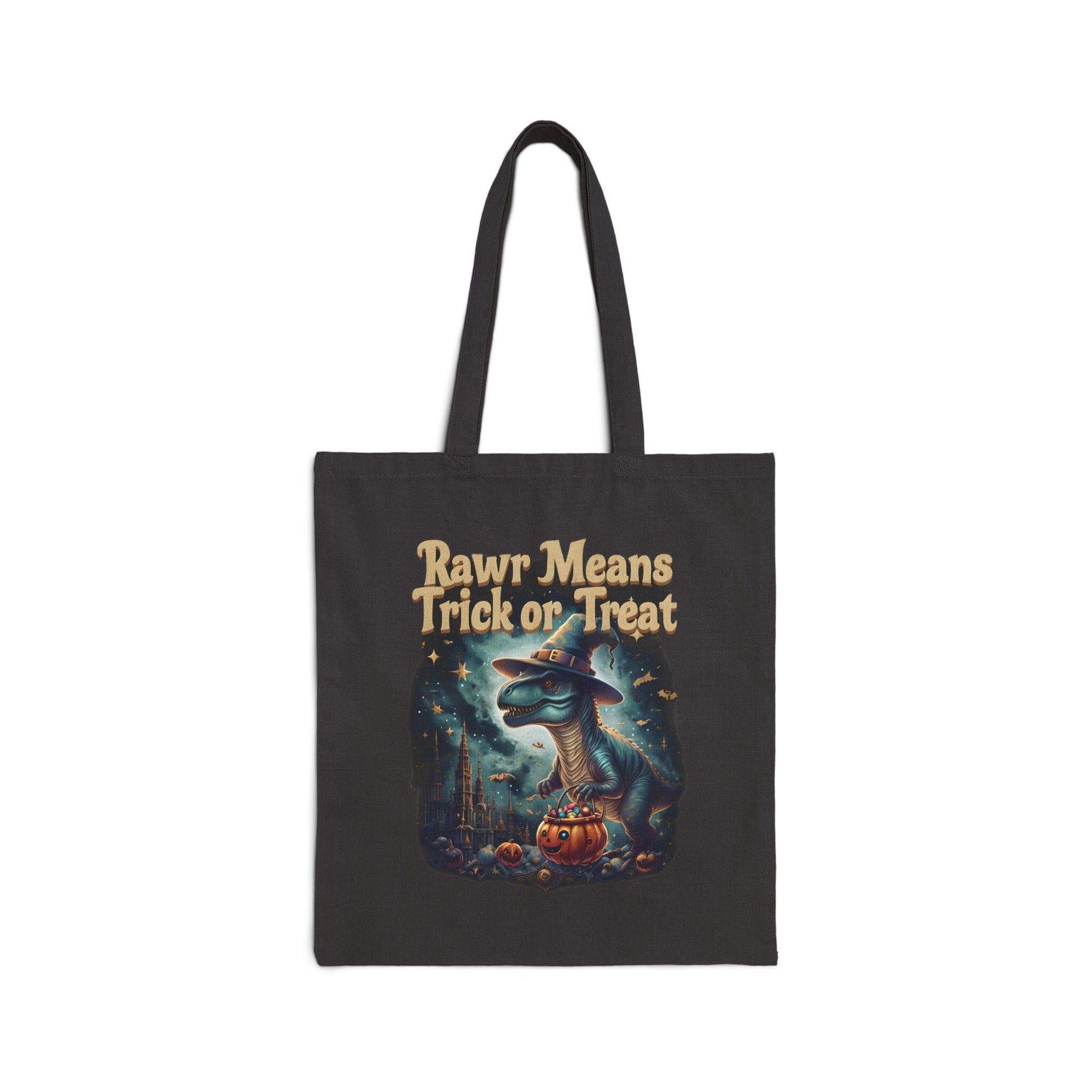 Halloween Dinosaur Cotton Tote Bag: Personalized Trick or Treat Favor