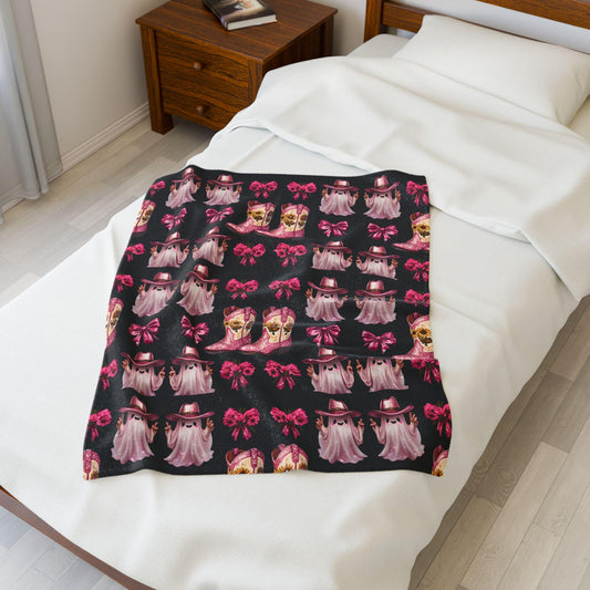 Pink Western Plush Blanket: Glam Cowgirl Home Decor Throw