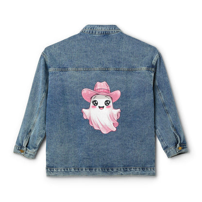 Cute Ghost Denim Jacket for Women, Retro Style Jacket, Casual Fall Outfit, Gift Idea for Halloween, Vintage Summer Fashion