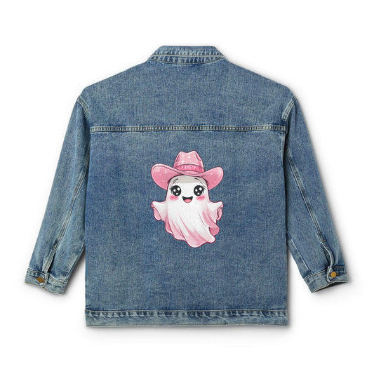 Cute Ghost Denim Jacket for Women, Retro Style Jacket, Casual Fall Outfit, Gift Idea for Halloween, Vintage Summer Fashion