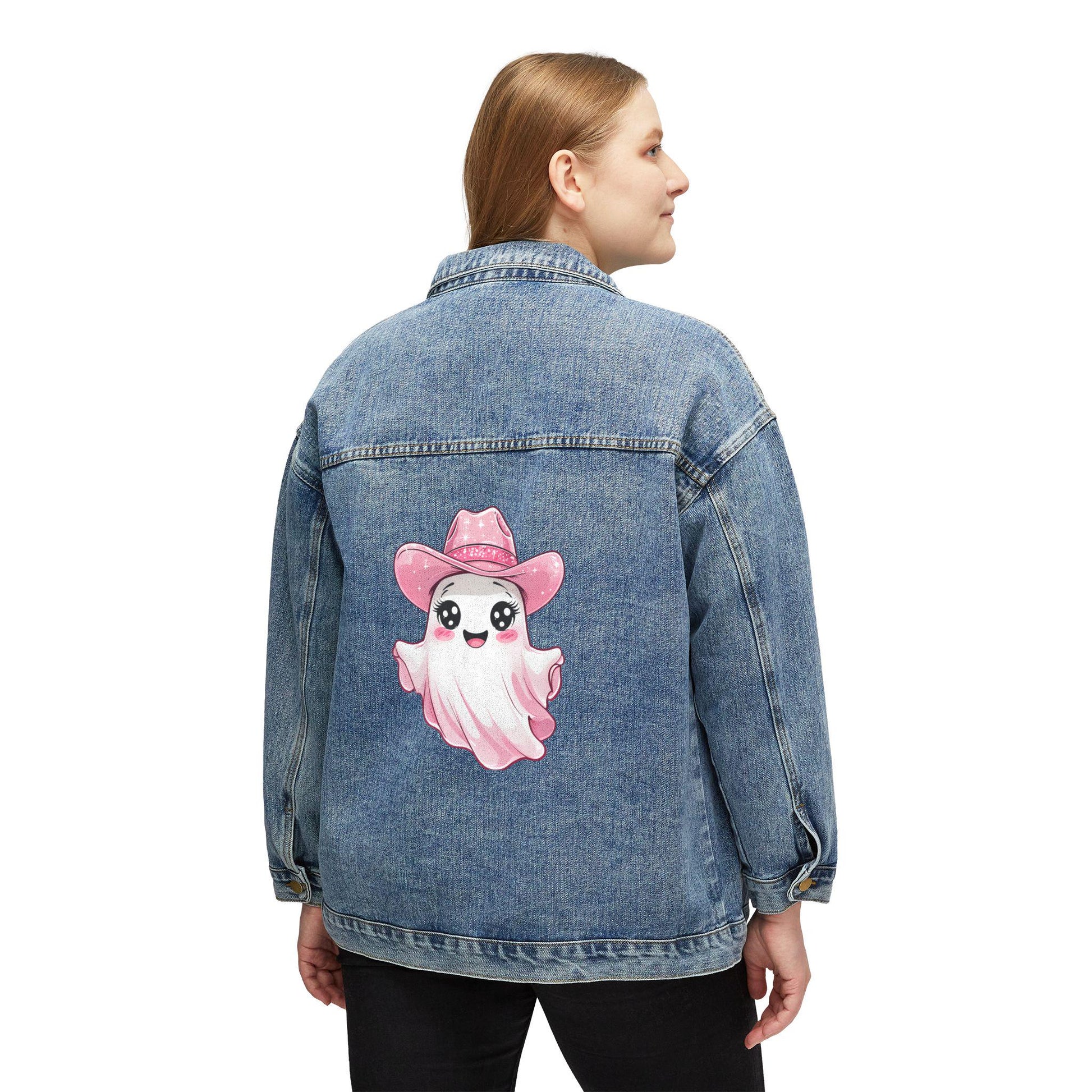 Cute Ghost Denim Jacket for Women, Retro Style Jacket, Casual Fall Outfit, Gift Idea for Halloween, Vintage Summer Fashion
