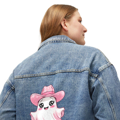 Cute Ghost Denim Jacket for Women, Retro Style Jacket, Casual Fall Outfit, Gift Idea for Halloween, Vintage Summer Fashion
