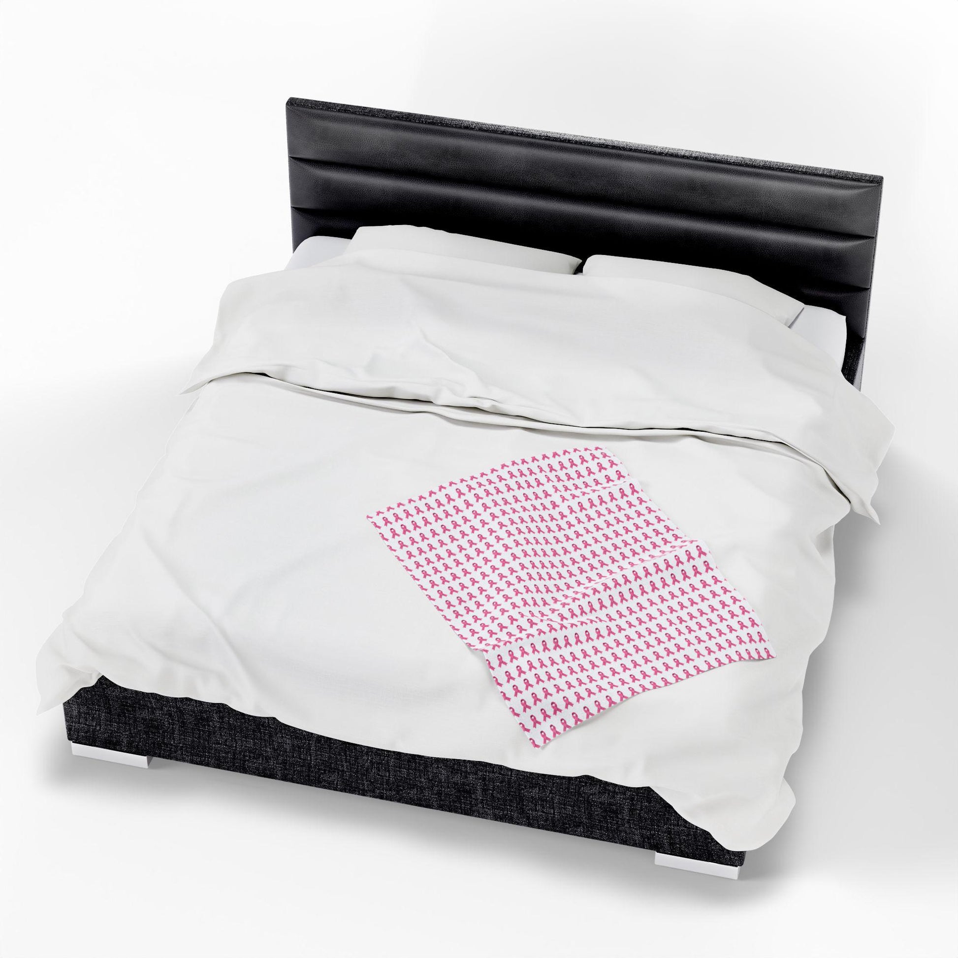 Soft Pink Velveteen Plush Blanket: Cozy Throw, Breast Cancer Awareness