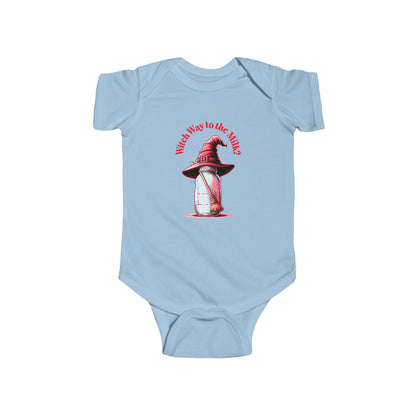 Witch Way to the Milk Infant Bodysuit: Funny Halloween Baby Outfit