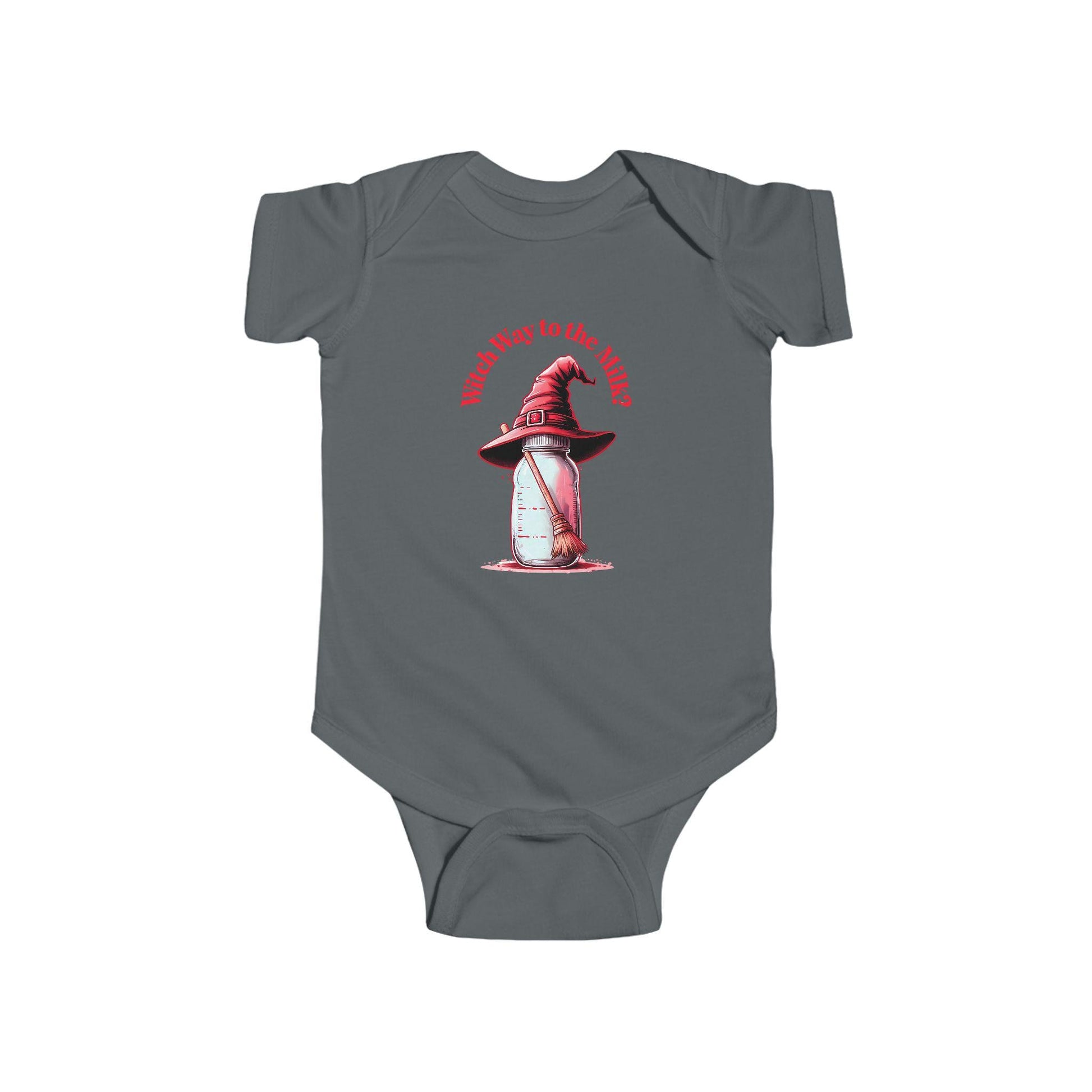 Witch Way to the Milk Infant Bodysuit: Funny Halloween Baby Outfit