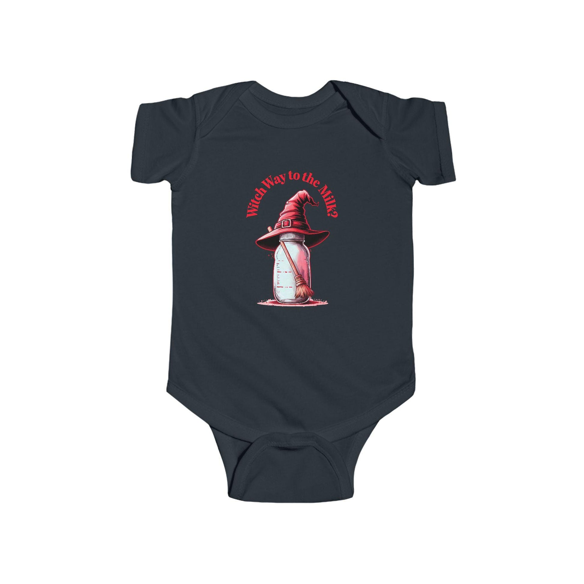 Witch Way to the Milk Infant Bodysuit: Funny Halloween Baby Outfit