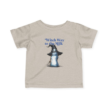 Adorable Infant Jersey Tee - "Witch Way to the Milk" - Perfect for Halloween, Baby Showers, Toddler Tees, Unique Gifts, Cute Outfits