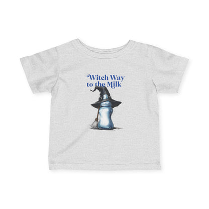 Adorable Infant Jersey Tee - "Witch Way to the Milk" - Perfect for Halloween, Baby Showers, Toddler Tees, Unique Gifts, Cute Outfits