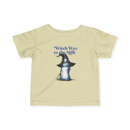 Adorable Infant Jersey Tee - "Witch Way to the Milk" - Perfect for Halloween, Baby Showers, Toddler Tees, Unique Gifts, Cute Outfits