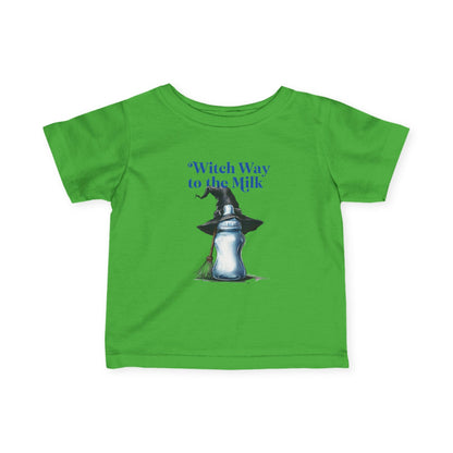 Adorable Infant Jersey Tee - "Witch Way to the Milk" - Perfect for Halloween, Baby Showers, Toddler Tees, Unique Gifts, Cute Outfits