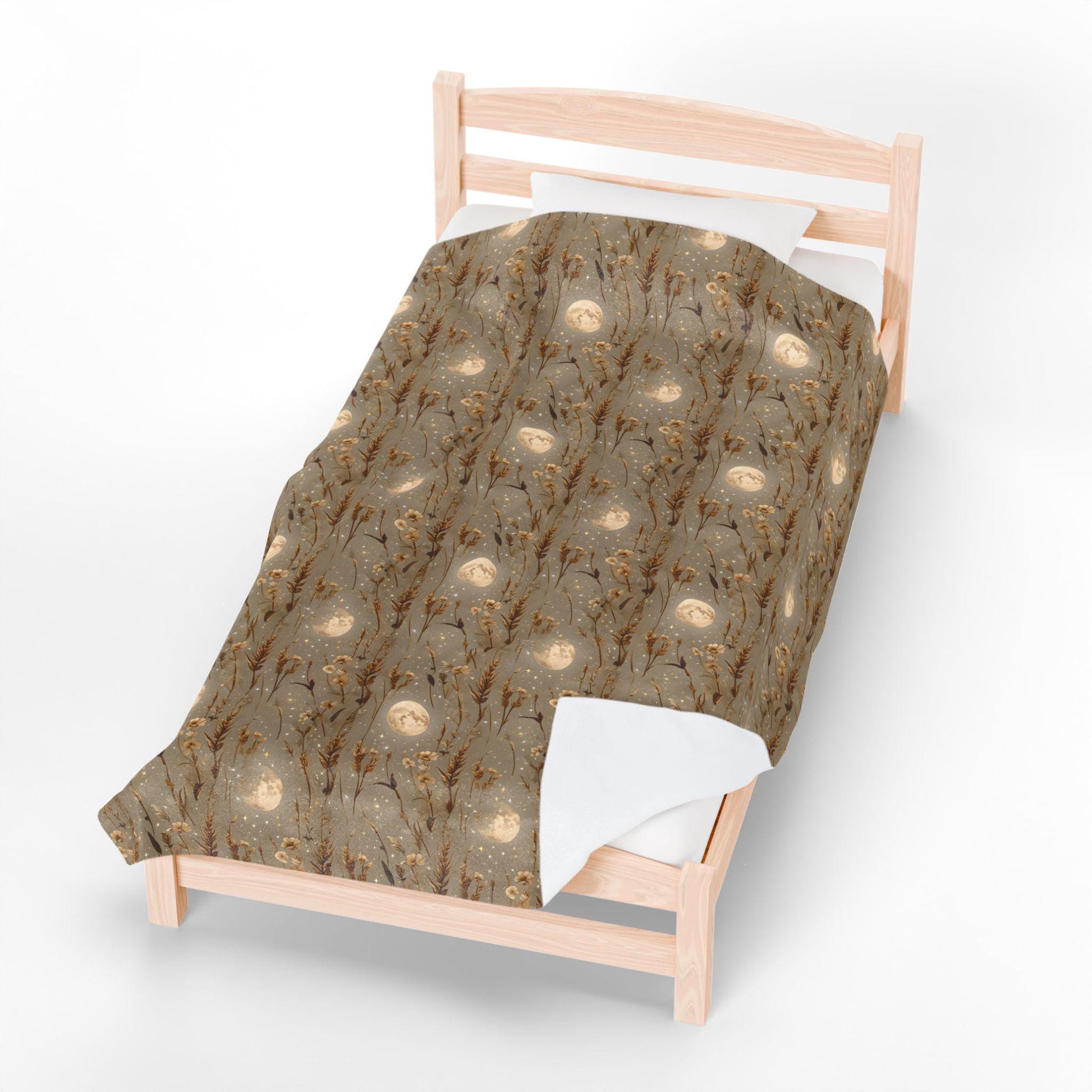 Velveteen Plush Blanket: Bohemian Cozy Throw, Harvest Moon Design